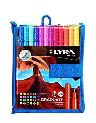 LYRA Pack de 24 rotuladores de Punta sintética, Multicolor, 16.5 x 2.4 x 16 cm