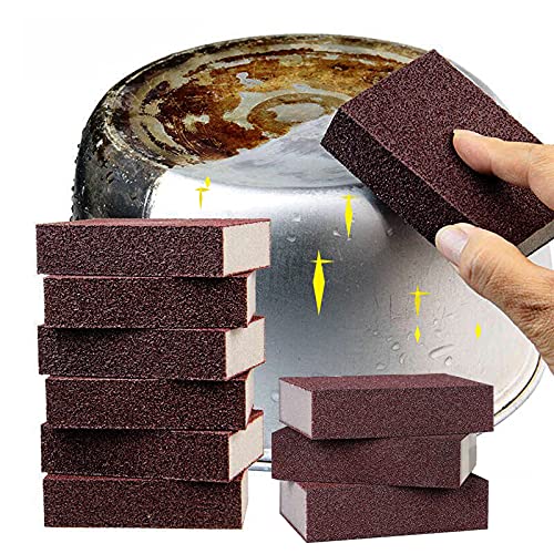 Alfykym Paquete de 10 esponjas de carborundum Elite Emery Esponjas de limpieza, cepillo de carborundum y depuradores de arena óxido para limpiar ollas y sartenes de cocina