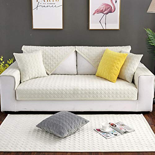 Suuki vidalce Fundas Sofa,Funda Protectora de sofá de Felpa Corta,Fundas de sofá Acolchadas,Fundas de sofá Modernas,sofá Grueso Antideslizante para Primavera otoño Invierno-Beige_Los 70 * 70cm