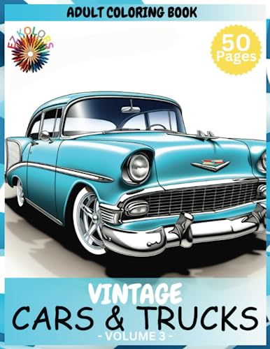 Vintage Cars & Trucks Adult Coloring Book: Rekindle the Spirit of Classic Cars, American Muscle, Classic Trucks, and Hot Rods. Color Your Way through ... for Vintage Car lovers. Great Gift Idea