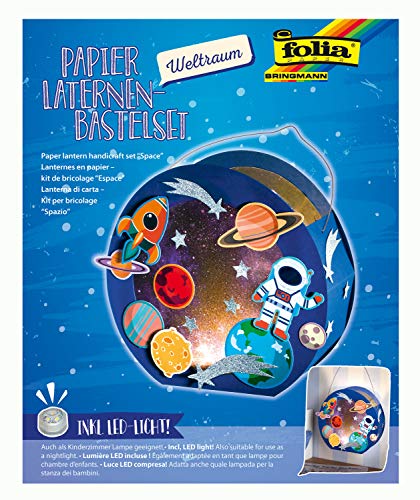 Folia- Farolillos – Juego de Manualidades Espacial, Incluye Varilla y luz LED, Espacio, Color carbón (68103)