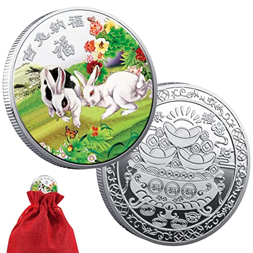 Genérico año de la Moneda de Conejo,Moneda de Recuerdo del año del Conejo 2023 | Feng Shui Chino decoración Doce Monedas coleccionables del Zodiaco para Regalos de Año Nuevo