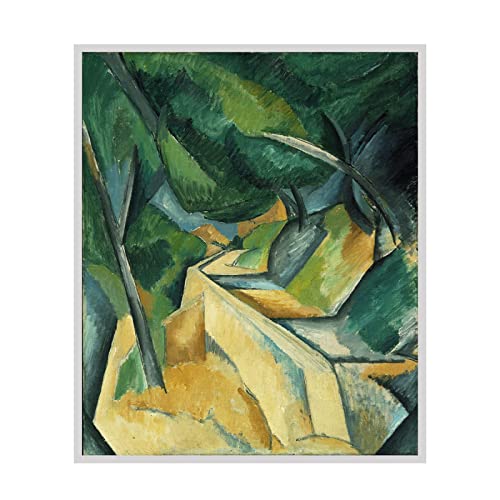 Tongda Decor Impresión de pintura al óleo sobre lienzo Georges Braque《Camino cerca de L'Estaque》Imagen de arte Decoración de sala de estar moderna 70x84cm Sin marco