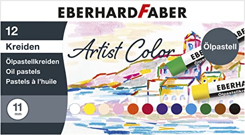 Eberhard Faber 522012 - Pasteles al óleo Artist Color en 12 colores brillantes, a prueba de roturas, en caja de cartón, para diseño gráfico moderno, dibujos finos y acuarelas de colores