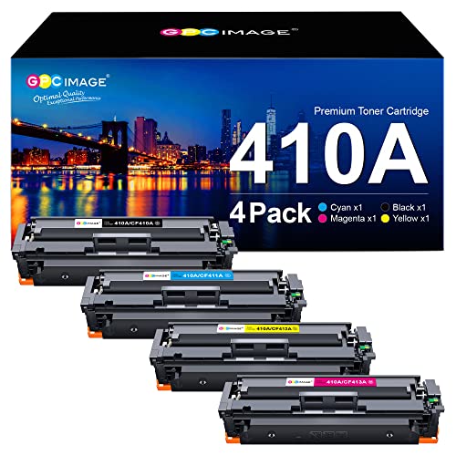 GPC Image 4 Pack 410A- Compatible para HP 410A CF410A 410X CF410X Cartuchos de tóner para HP Color Laserjet Pro MFP M477fdw M477fnw M477fdn M452nw M377dw M452dn M452dw M477 M452 M377