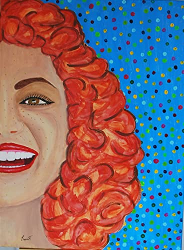 76-Cuadro en lienzo pintado a mano en colores acrílicos, titulado MUJER SONRIENTE de medidas 60X852X2 cm. No necesita marco. Artista Ernest Carneado Ferreri