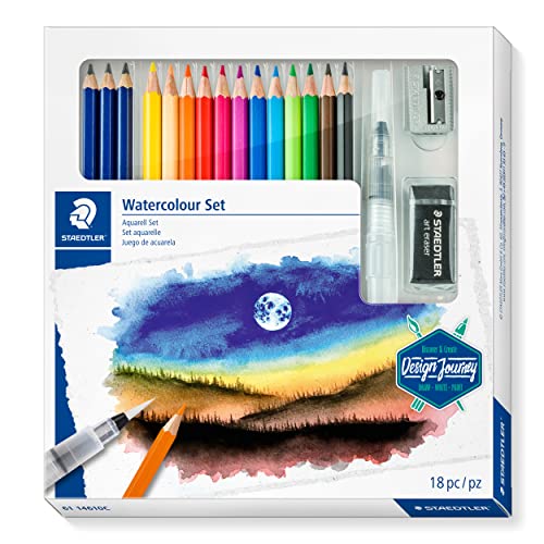 STAEDTLER 61 14610C ST - Caja con lápices acuarelables de grafito y lápices de colores surtidos