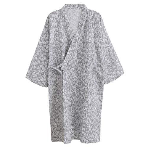 Kimono, pijama a rayas, pijama para hombre, bata de algodón, escote en V, albornoz para mujer, con ondas, bata de dormir japonesa, monocolor, bata para sauna, spa