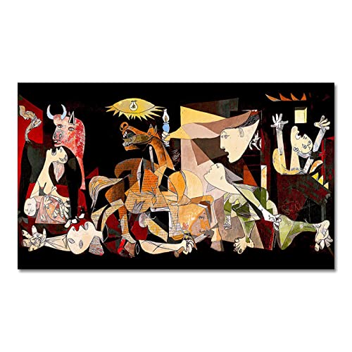 Famoso cuadro decorativo Picasso Guernica arte lienzo pintura reproducciones en la pared carteles impresiones para sala de estar 70x140cm (28''x55') marco interior