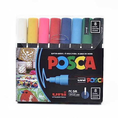 Posca Acrylic Paint Marker Set, 8 Color Medium, PC-5M, Version 2 (PC5M8SET)