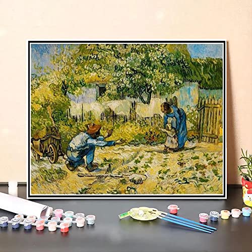 Cuadros Para Pintar Por Numeros Pintura De Vincent Van Gogh Primeros Pasos Después Del Mijo 1890 Con Pincel Y Pinturas Acrilicas 40X50Cm(Sin Marco)