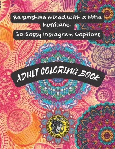 adult coloring book: Be sunshine mixed with a little hurricane.: 30 Sassy Instagram Captions:here are numerous relaxing and beautiful scenes for adults and children to enjoy.