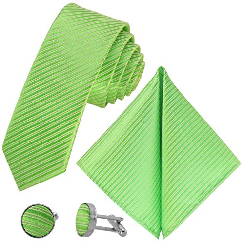 GASSANI Corbata extraestrecha (3 piezas, 5 cm, a rayas), 19 colores Verde manzana 