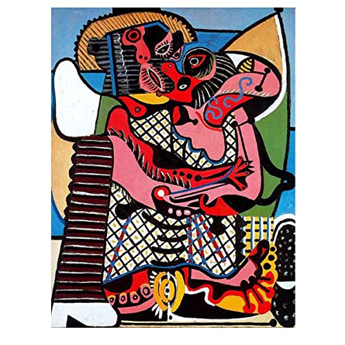 CJJYW Imprimir en Lienzo-Pablo Picasso Impresión Pintura póster Reproducción Decor de Pared Impresión Obras de Arte Pinturas《Beso》(70x90cm,27.5x35.5in-Sin Marco)