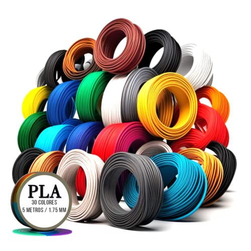 PLA para Bolígrafo 3D - 30 Colores Variados para Lapiz 3D 1,75mm Filamento - 5 Metros cada color para Recargas Boli 3D, Pluma de Impresión 3d - 150 metros en Total de Filamento Impresoras 3D