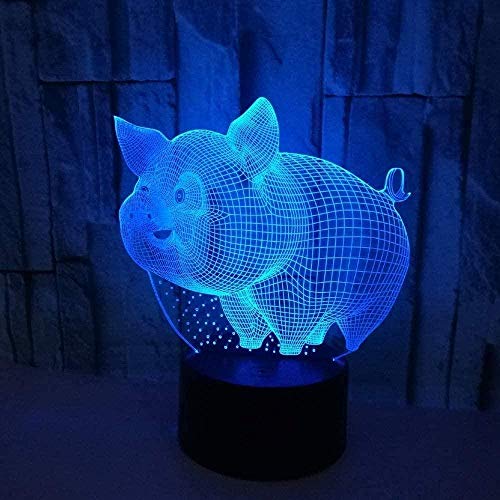 Luz de noche 3D lámpara de humor mesita de noche cerdo de dibujos animados lámpara mágica lámpara de inducción efecto de color lindo dormitorio regalo