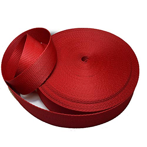 Cinta nylon polipropileno de 3 cm y 25metros para mochilas, riñoneras, cinturones (rojo)