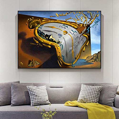 Pinturas en lienzo de la persistencia de la memoria de Salvador Dali, réplica de arte de pared famosa,   carteles e impresiones, decoración del hogar, marco de 30X40 cm