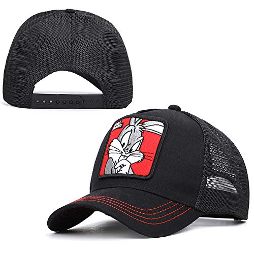 Moda Media Malla Transpirable Gorra Deportiva Unisex, Animal Embroidered Cómoda Tela Elástica Gorra De Béisbol De Velcro Ajustable Gorros Casuales Gorras De Béisbol De Hip Hop Caza Pesca (Conejo)