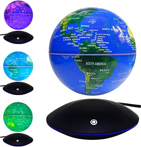 Globo Flotante de levitación magnética Mapa Mundial rotativo - Globo antigravedad para Regalo Educativo - Oficina en casa Decoración de Escritorio de Clase – (Azul EUR Enchufe)