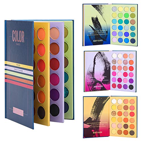 Paleta de Sombras de Ojos de 72 Colores Press Paleta de Sombras de Libros Brillo Mate Brillo nacarado Sombra de Ojos Profesional en Polvo Paleta de Maquillaje Impermeable de Larga duración