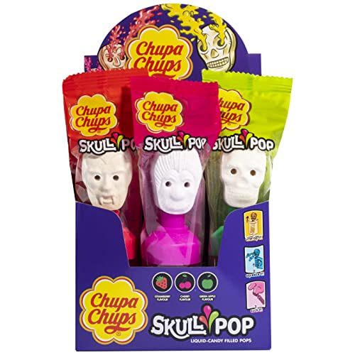 Chupa Chups Skull Pop, Mezcla de Colores, 50 g (Paquete de 12)