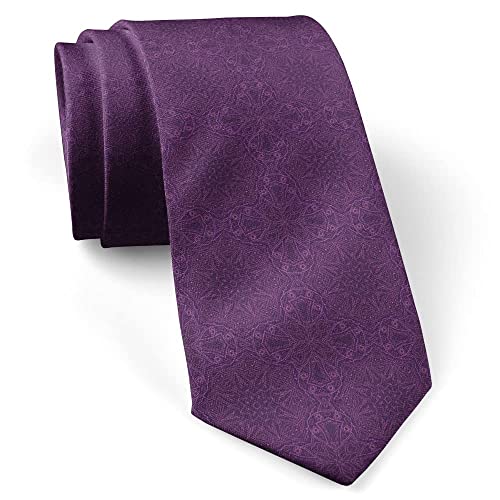 352 Patrón De Ornamento Violeta Zentangl Mandala Fiesta Corbata Elagant Boda Corbata Modernas Corbata Delgada Casual Corbata Para El Uso Diario, La Oficina