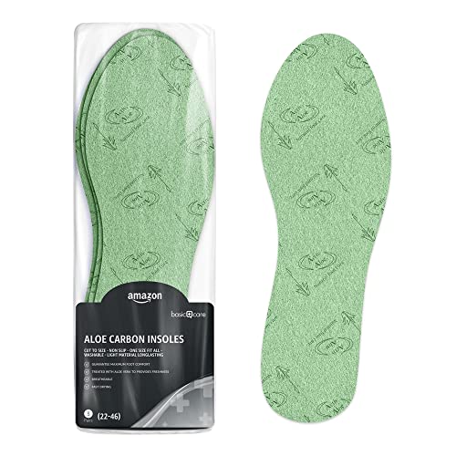 Amazon Basic Care - Plantillas de carbón activado, Verde, 3 pares (Talla 22-46), paquete de 1