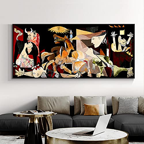 Picasso Guernica Paintings Print on Canvas Art Reproducciones de obras de arte famosas de Picasso Arte de pared de gran tamaño para decoración del hogar 40x85cm (16x34in) Sin marco