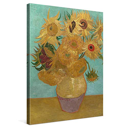 PICANOVA – Vincent Van Gogh Sunflowers 30x40cm – Cuadro Sobre Lienzo – Impresión En Lienzo Montado Sobre Marco De Madera (2cm) – Disponible En Varios Tamaños
