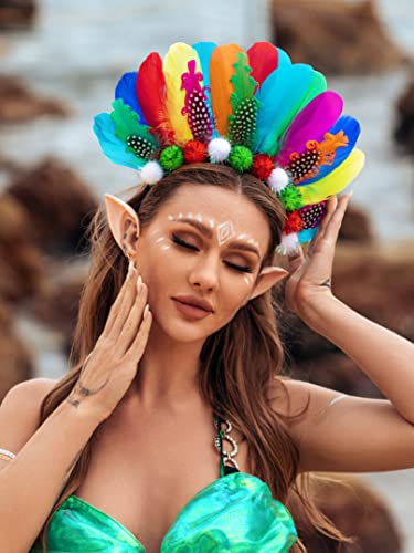 Fashband diademas bohemias banda para el pelo del orgullo de plumas pompones coloridos del arco iris accesorios para el cabello disfraz de fiesta tocado Gay para mujeres y niñas
