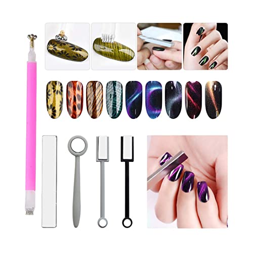 RoseFlower Cat Eye Gel Set de Esmaltes de Uñas, gel UV Esmalte de Gel Kit, Ojo de Gato 3D del ojo de gato magnético empapa del polaco Gel Imán palillo de la manicura Herramientas Nail Art Magnet Tool