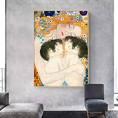 CloudShang Gustav Klimt Estética Salon de Decoracion De la Lona Pintura Familia Arte Cuadro Famosos Madre Recamara Mellizos Bebé Arte G12090