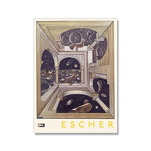 M.C Escher Posters Obras de arte abstractas Exposición Arte de la pared M.C Escher Modern Canvas Painting Gallery Prints Pictures para la decoración del hogar 40x60cmx1 Sin marco