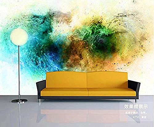 Papel pintado de estilo industrial azul cian amarillo degradado humo Pared Pintado Papel tapiz 3D Decoración dormitorio Fotomural de estar sala sofá mural-430cm×300cm