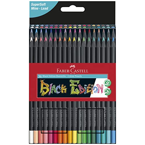 Faber-Castell 116436 - Estuche de 36 lápices de colores Black Edition