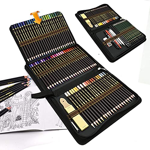 96 lápices de colores Conjunto de Dibujo Artístico,lapiz dibujar y Bosquejo Material de dibujo Set,Incluye lapiz dibujo,carbón,Lápices Pastel,Herramientas de dibujo y capacidad grande Caja de lápiz