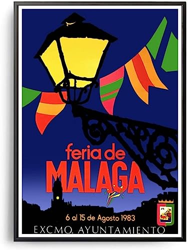 BAAROO Pósteres e impresiones de Málaga, paisaje de viaje de España Vintage, pintura en lienzo, arte de pared escandinavo para sala de estar, decoración del hogar, imágenes 50x70cm X1 sin marco