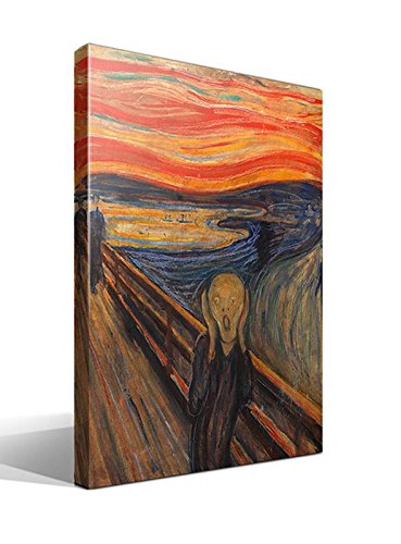 Cuadro wallart - El Grito de Munch versión 3 de Edvard Munch - Impresión sobre Lienzo de Algodón 100% - Bastidor de Madera 3x3cm - Ancho: 75cm - Alto: 55cm