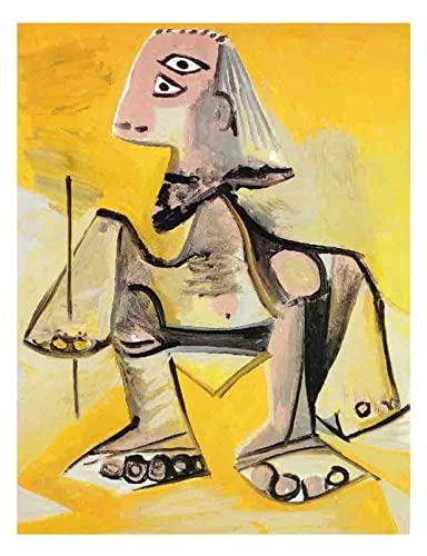 Hombre agachado de Picasso Pintura Modernista Cubista Cuadros Decoracion Salon, Lienzos Cuadros Decoracion Dormitorios Hogar Decoración de Pared Cuadro y láminas(60x78cm 24