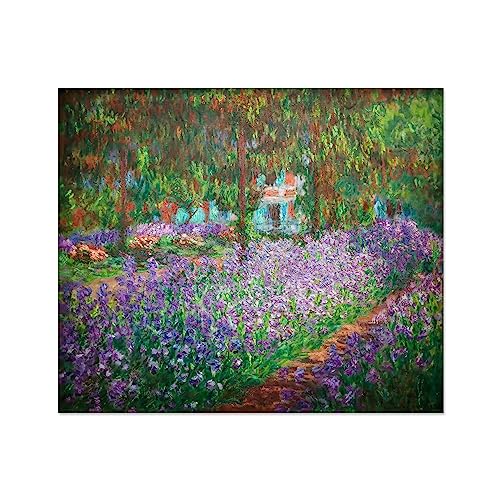 DHAEY Cuadros flores para sala de estar. El jardín de los artistas de Claude Monet. Reproducción de pinturas. Lienzo Pintura para pared 30x36cm Solo Lienzo