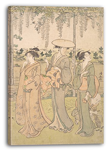 Printed Paintings Impresión sobre Lienzo (80x120cm): Torii Kiyonaga - Tres Mujeres y un niño pequ