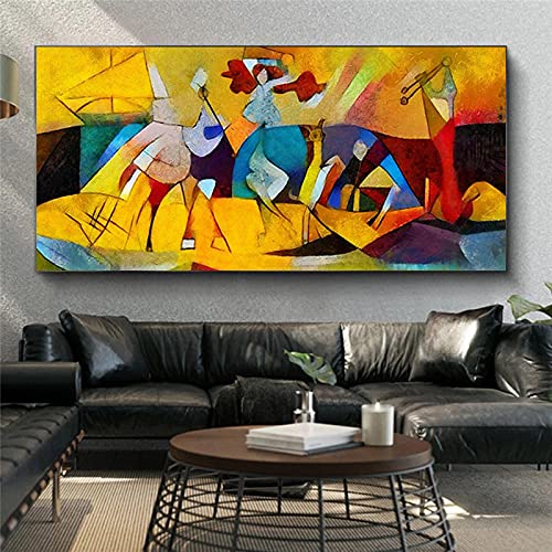 BIEMBI Pintura famosa abstracta de Picasso Obras de arte enmarcadas Impresión HD Arte de la pared Imágenes de lienzo para sala de estar Decoración para el hogar moderna 60x120cm con marco