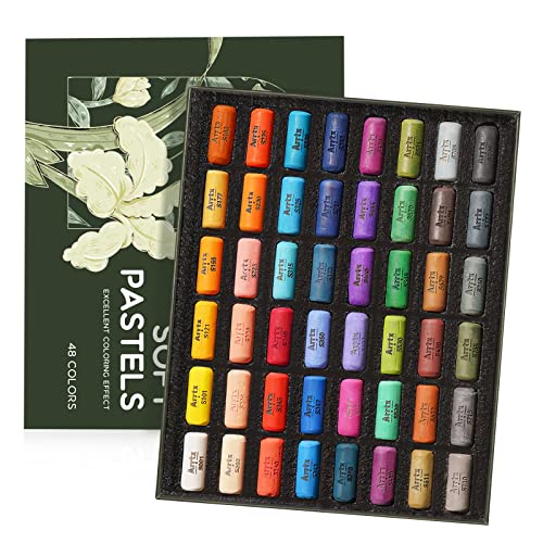 Arrtx Soft Pastels Art Supplies, 48 colores pastel de tiza, suave y de alta adherencia para artistas principiantes, creación de arte, fondos para colorear, medios de dibujo, manualidades