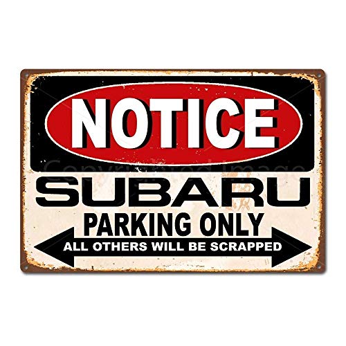 Froy Notice Subaru Parking Car Auto Placa Hoja de Metal Vintage Arte Personalizado Creatividad Decoración Artesanía para Cafe Bar Garaje Inicio