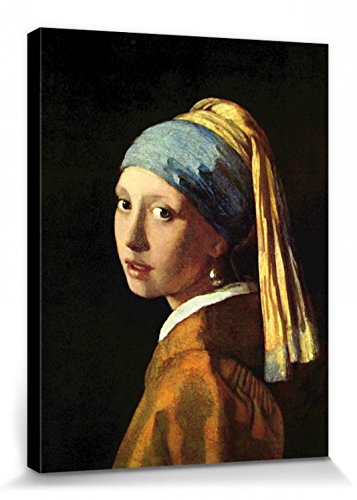 1art1 Johannes Vermeer Póster Impresión En Lienzo La Joven De La Perla, 1665 Cuadro En Bastidor De Camilla De Madera | Mural XXL | Imagen 40x30 cm