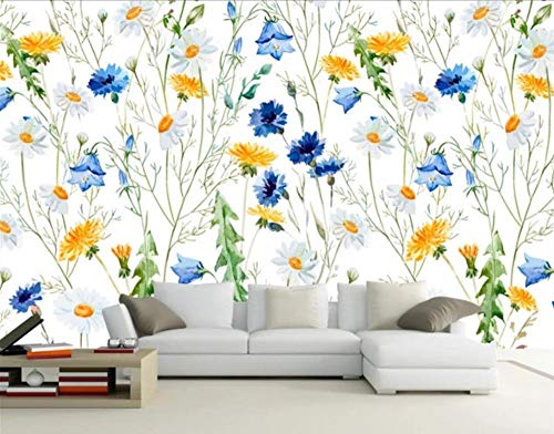 Fotomurales 3D Flores De Crisantemo Azul Amarillo Fotográfico Mural Papel Pintado Fotomurales Salón Dormitorio Decoración de Paredes Wallpaper 400cmx280cm