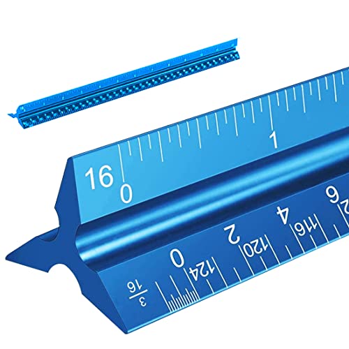 FDCGAS regla triangular,escalimetro,30 cm escalímetro de precisión, aluminio - ideal para arquitectos e ingenieros, triangular,escalimetro, regla triangular - 1:20, 1:25, 1:50, 1:75, 1:100, 1: 150