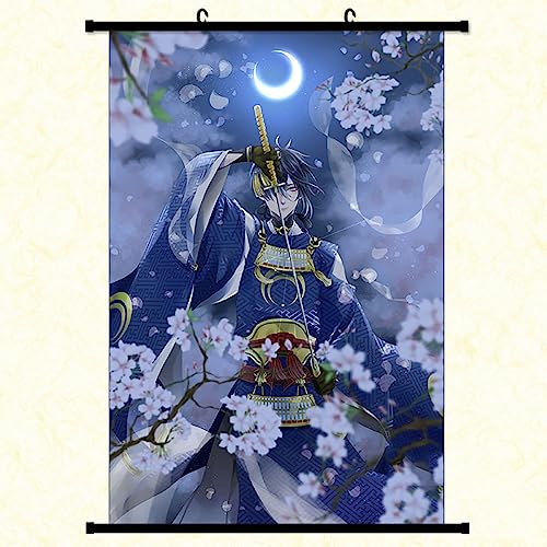 SUROK Touken Ranbu Online Anime Scrolls Poster, Mikazuki kogitsunemaru Pinturas Tela Póster pintura de desplazamiento para decoración de pared pósters de anime 60 * 90 cm,60 * 90cm-2