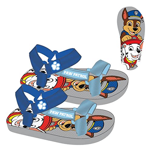 Sandalias de La Patrulla Canina - Color Gris y Azul - Talla 24 - Sandalias de Poliéster con Suela de EVA, Cierre de Velcro y Parche de Goma - Producto Original Diseñado en España